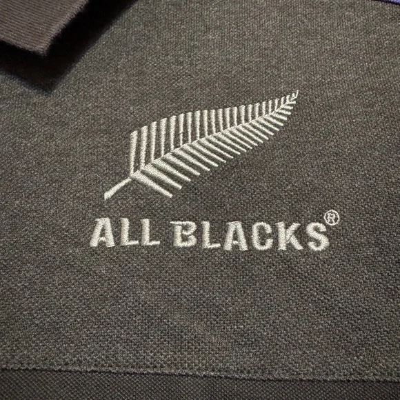 Adidas ALL BLACKS Polo Shirt Men's L New Zealand Rugby Black Embroidered logos